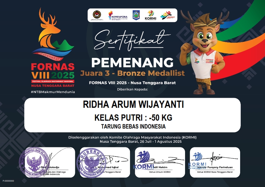 Juara 3 FORNAS VIII 2025 NTB Tarung Bebas Indonesia